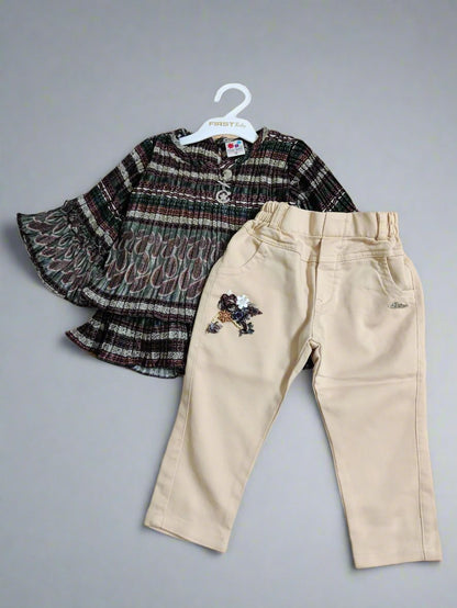 Charming Multicolored top and jeans set for girls, Perfect for birthday, wedding - Bumblehugs