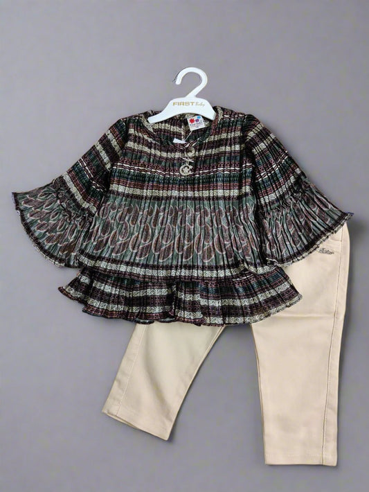 Charming Multicolored top and jeans set for girls, Perfect for birthday, wedding - Bumblehugs