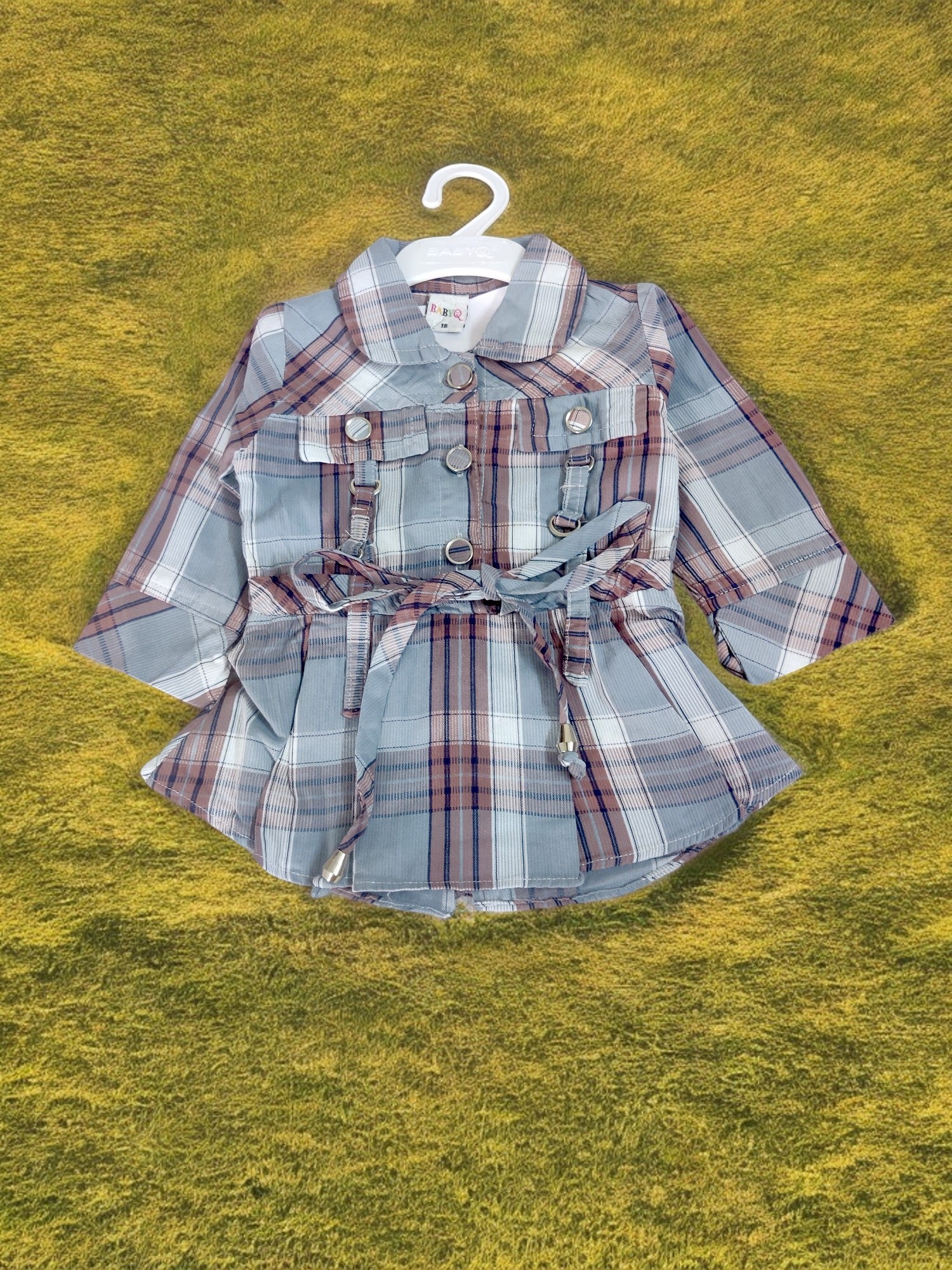 Stylish Plaid Top with Dark Blue Pants for girls - Bumblehugs