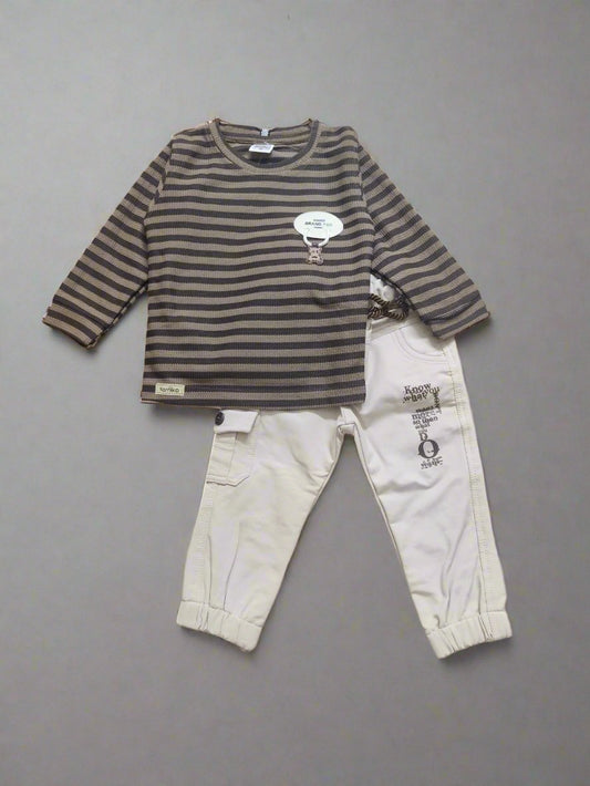 Cozy Kids' Outfit bear design full sleeve tshirt and jeans set - Bumblehugs