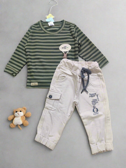 Cozy Kids' Outfit bear design full sleeve tshirt and jeans set - Bumblehugs
