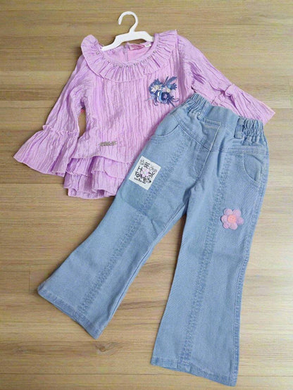 Floral Denim Jeans and Top set