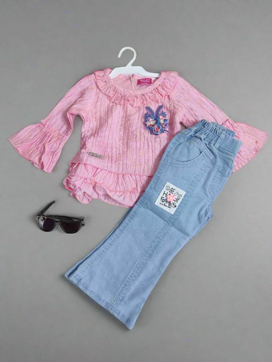 Floral Denim Jeans and Top set