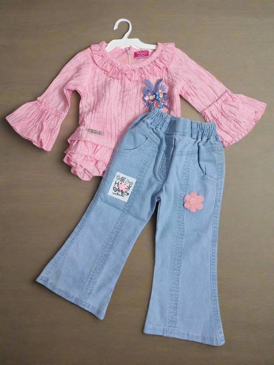 Floral Denim Jeans and Top set