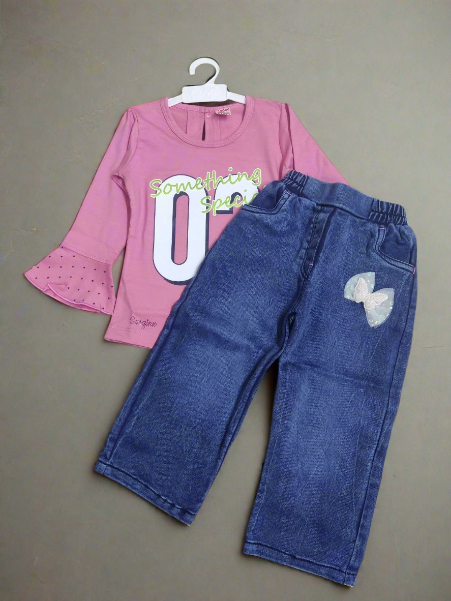Charming Girl's Outfit, top and denim jeans set - Bumblehugs