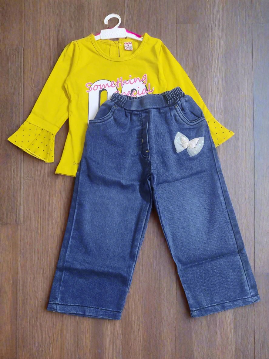 Charming Girl's Outfit, top and denim jeans set - Bumblehugs