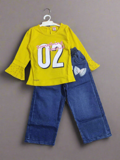 Charming Girl's Outfit, top and denim jeans set - Bumblehugs