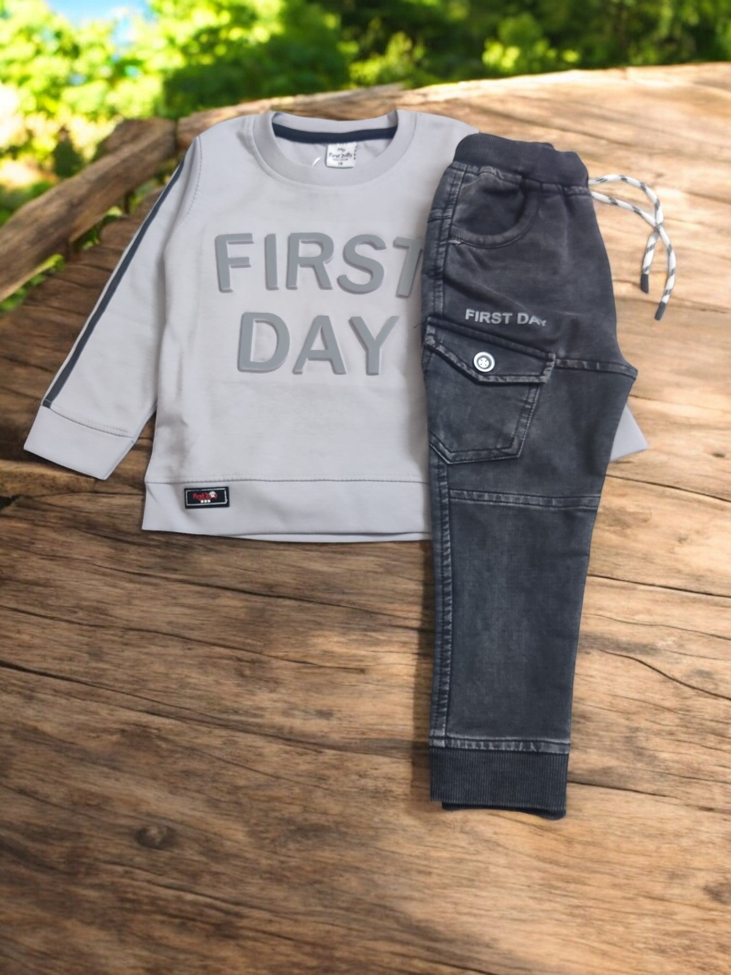 Stylish First Day Outfit for Boys, Full sleeve tshirt and jeans set - Bumblehugs