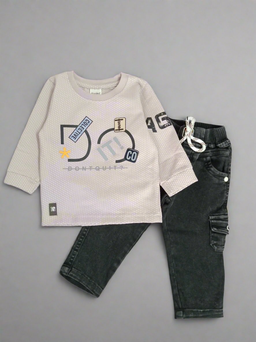 Stylish Boy's Outfit Set: Full Sleeve T-Shirt and Jeans for Comfort and Play