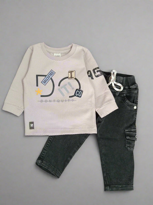 Stylish Boy's Outfit Set: Full Sleeve T-Shirt and Jeans for Comfort and Play