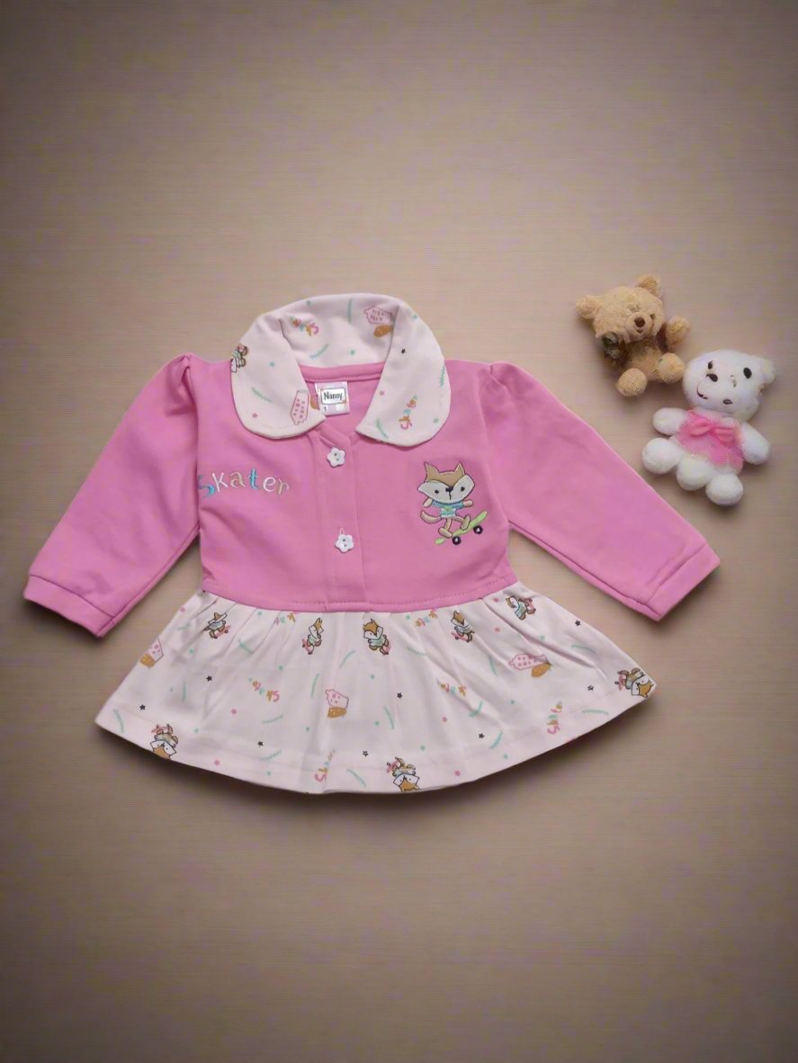 Charming Baby frock and pajama set with printed details - Bumblehugs