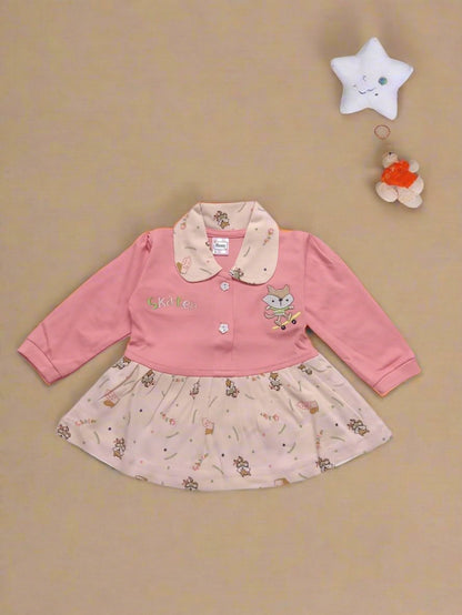 Charming Baby frock and pajama set with printed details - Bumblehugs