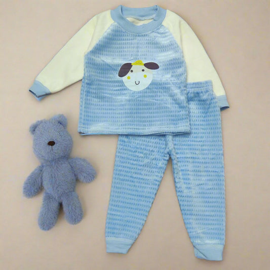 Adorable Blue and White Cartoon Top and Pajama set for kids