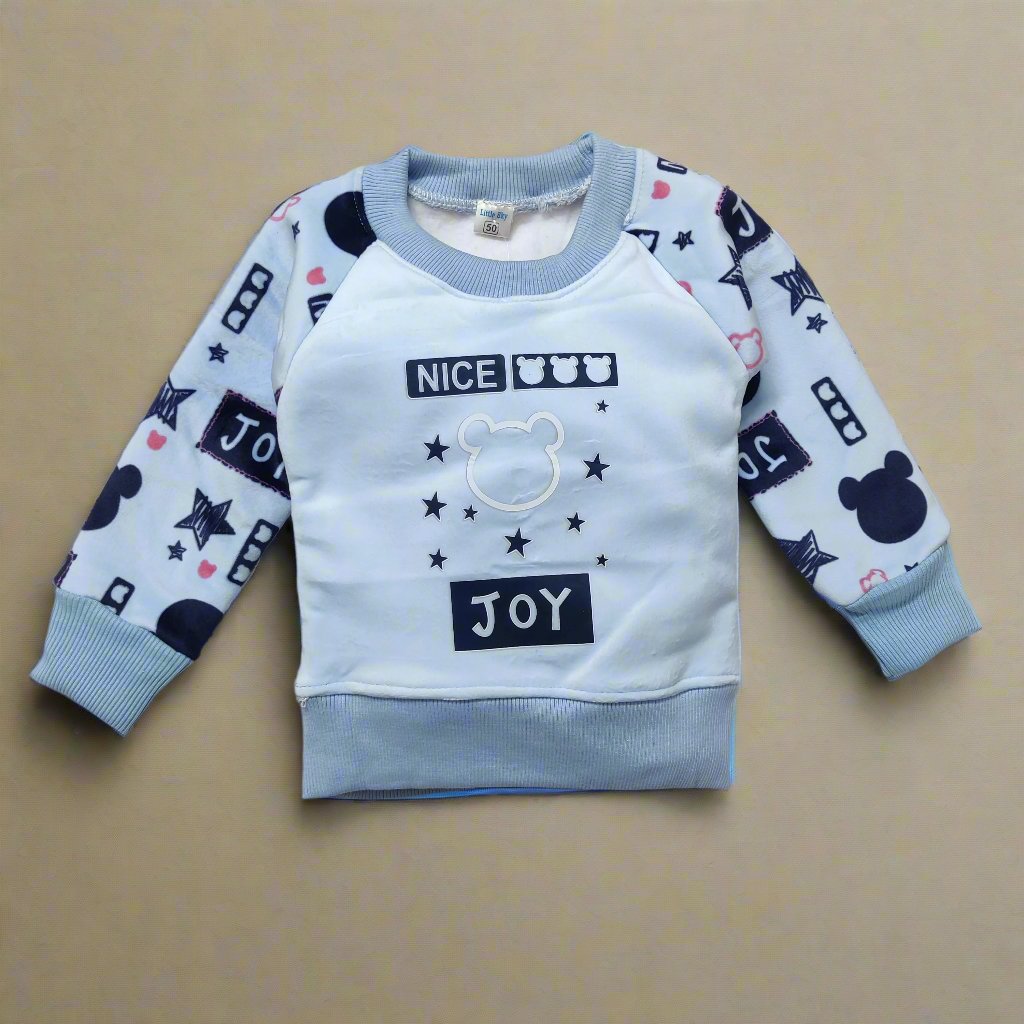 Adorable Light Blue Mickey Mouse Top and Pajama Set (Sweatshirt)