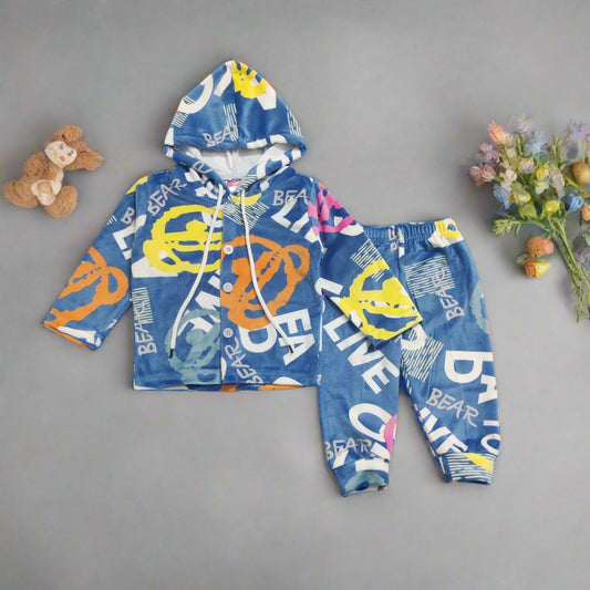 Colorful Bear Hooded Set for Kids - Cute and Cozy Clothing Set