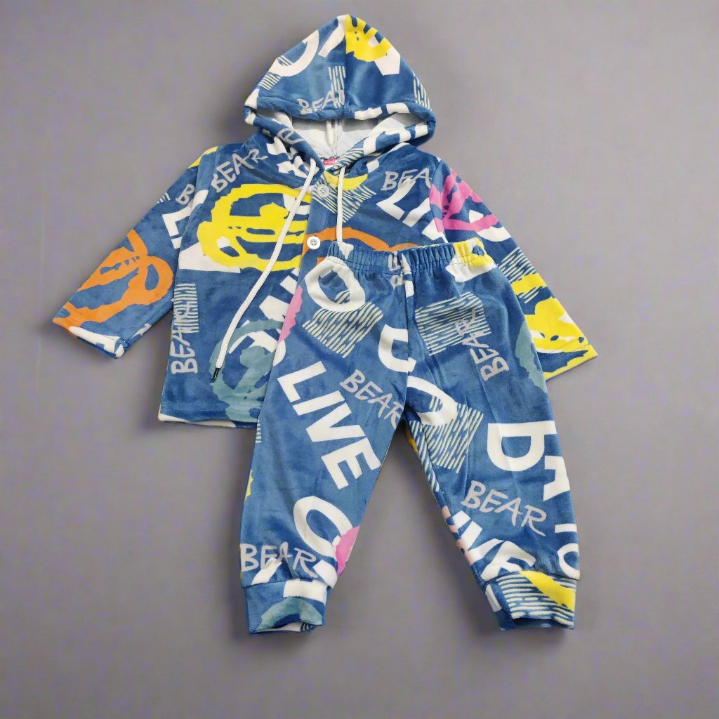Colorful Bear Hooded Set for Kids - Cute and Cozy Clothing Set