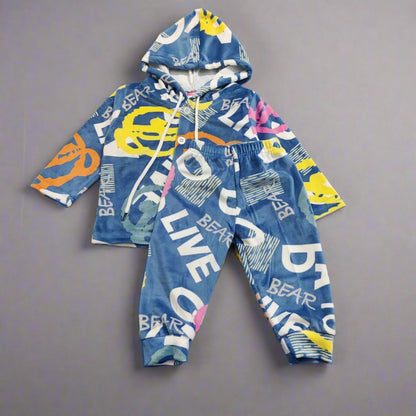 Colorful Bear Hooded Set for Kids - Cute and Cozy Clothing Set