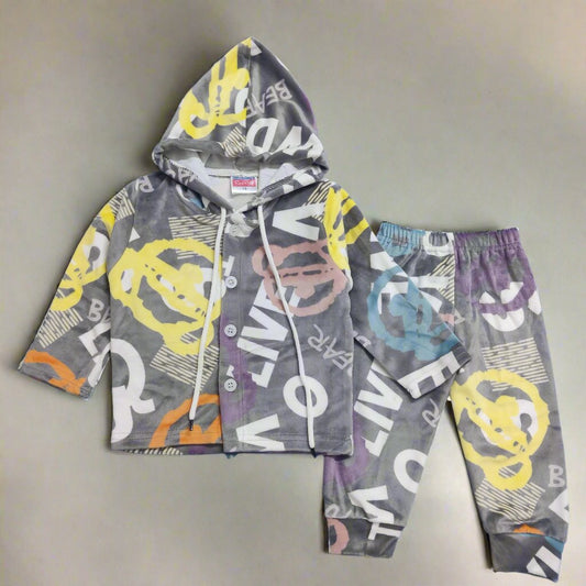 Vibrant Kids Hooded Top and Pants Set