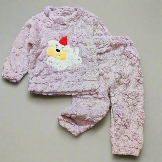 Cozy Light Purple Bear Pajamas for Kids Winter Set