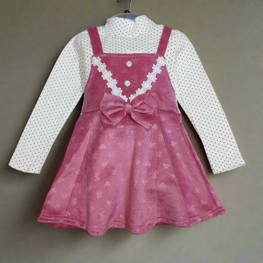 Charming Pink and White Polka Dot Dress for Kids