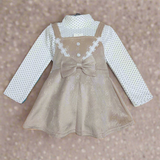 Charming Golden Polka Dot Dress for Girls