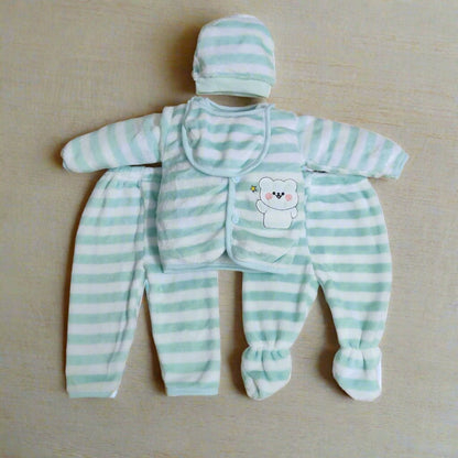 Light Green Newborn Set - Adorable Pajamas, Cap, and Bib for Infants