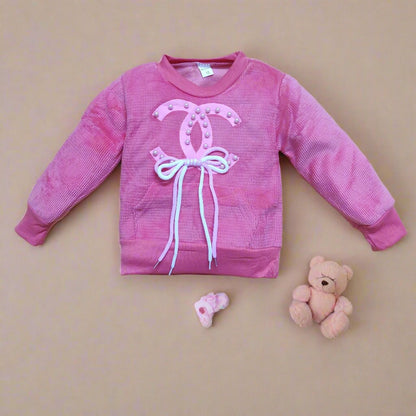 Cozy Pink Velvet Winter Outfit for Kids - Stylish and Warm