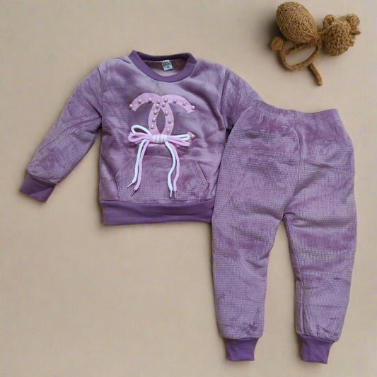 Cozy Purple Velvet Winter Outfit for Kids