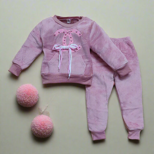 Cozy Light Pink Velvet Winter Outfit for Kids