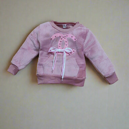 Cozy Light Pink Velvet Winter Outfit for Kids