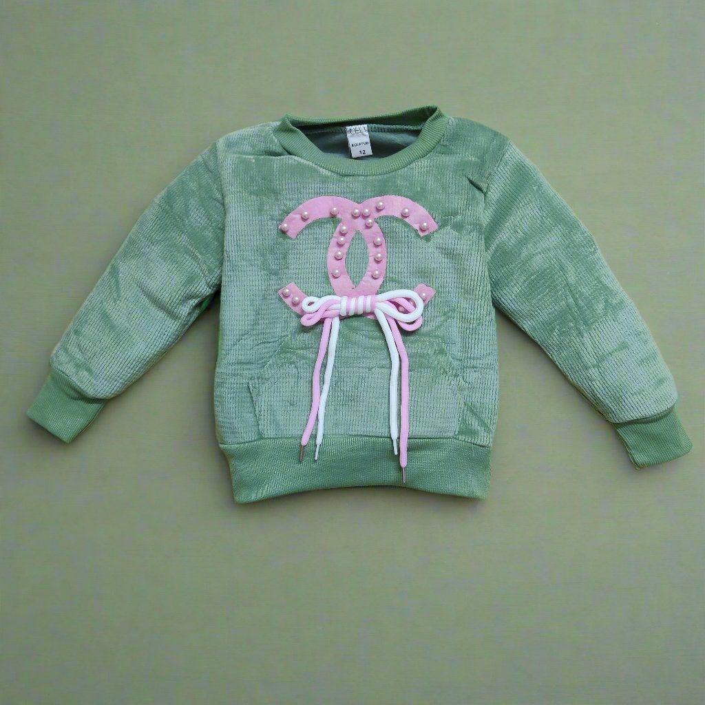 Cozy Velvet Winter Outfit for Kids in Green