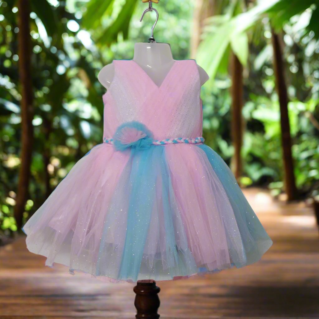 Elegant Blue and Pink Tulle Dress for Kids Tulle Dress