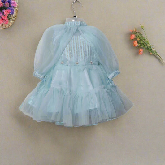 Elegant Blue Tulle Dress with Sequin Accents for a Chic Look