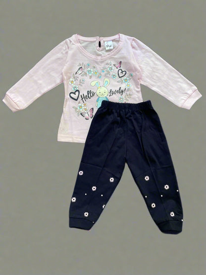 Adorable girl's full sleeve top and pajama set