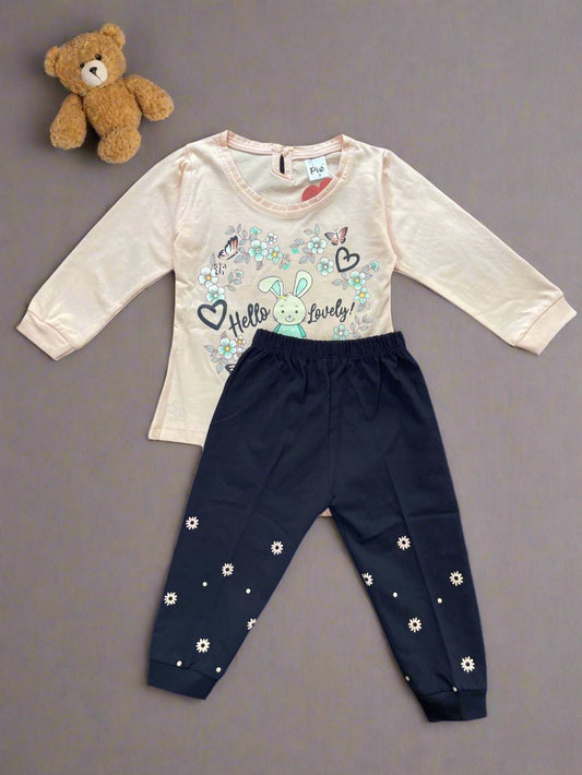 Adorable girl's full sleeve top and pajama set