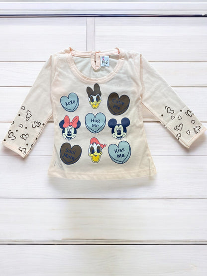 Adorable girls's Heart-Themed full sleeve top and pajama  Set