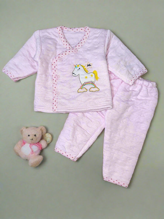Adorable Pink Cartoon Horse Pajamas for Baby Set