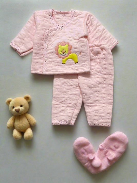 Adorable Pink Baby Pajama Set with Lion Design - Perfect for Cozy Nights