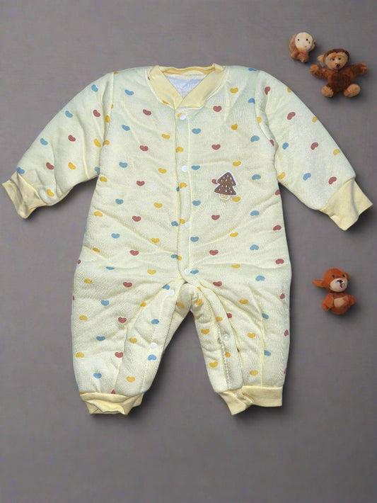 Adorable Light Yellow Baby Onesie with Teddy Bear Patch