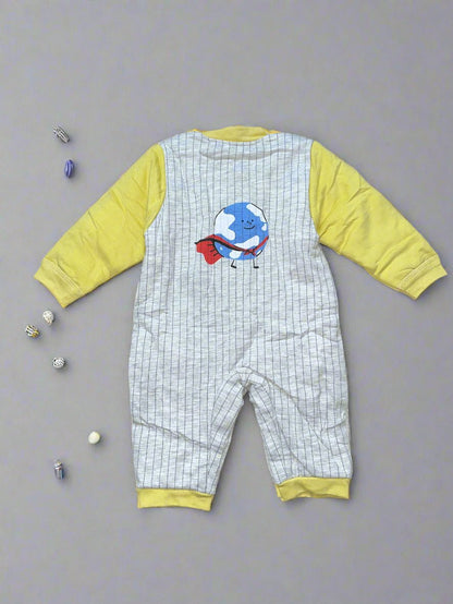 Adorable Striped Baby Onesie with Cartoon Design