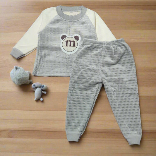 Cozy Gray and White Children's Top and Pajama set for kids