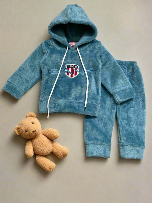 Vintage Blue Hoodie Set and Trousers for Casual Wear
