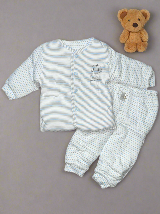 Adorable White and Blue Baby Clothing Set for 9-12 Months