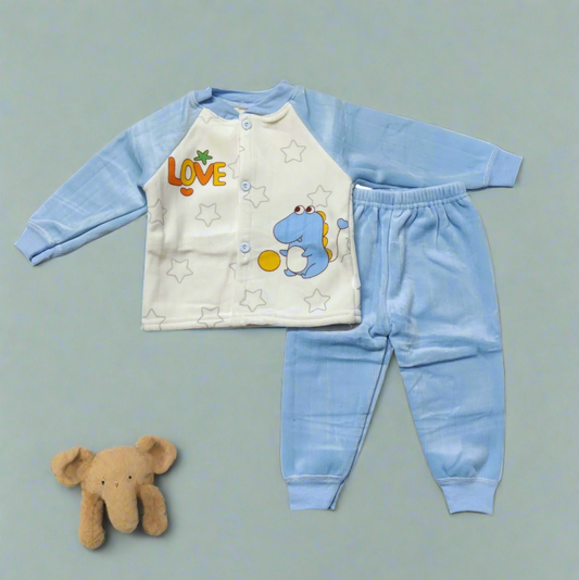 Adorable Blue and Cream Dinosaur Top and Pajama for Kids