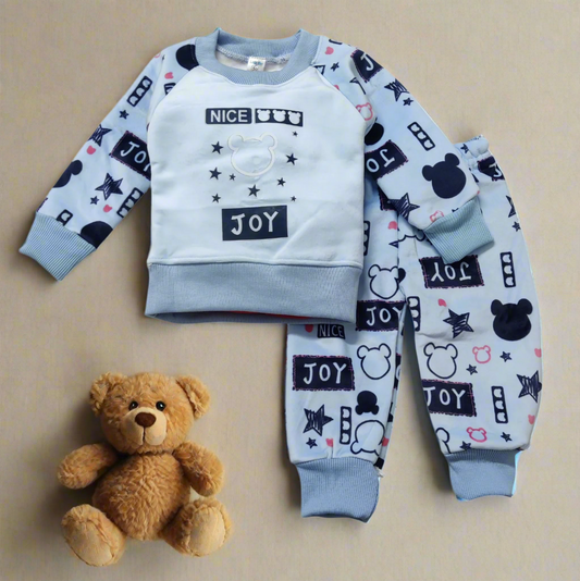 Adorable Light Blue Mickey Mouse Top and Pajama Set (Sweatshirt)