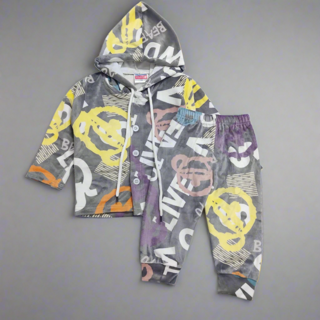 Vibrant Kids Hooded Top and Pants Set