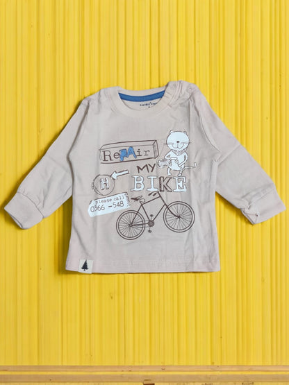 Kids' Bicycle Themed top and pajama set - Grey & Red - Bumblehugs