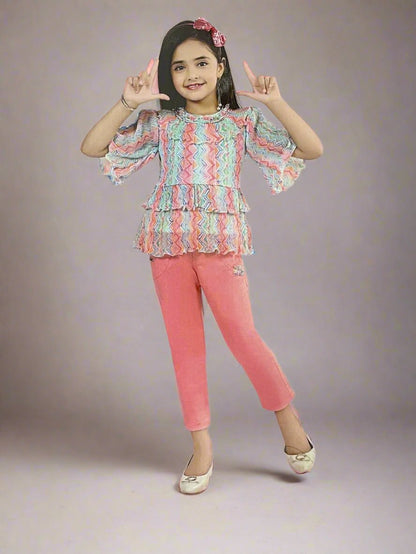 Multicolored Children's Clothing Set with top and jeans, Perfect for birthday, wedding - Bumblehugs