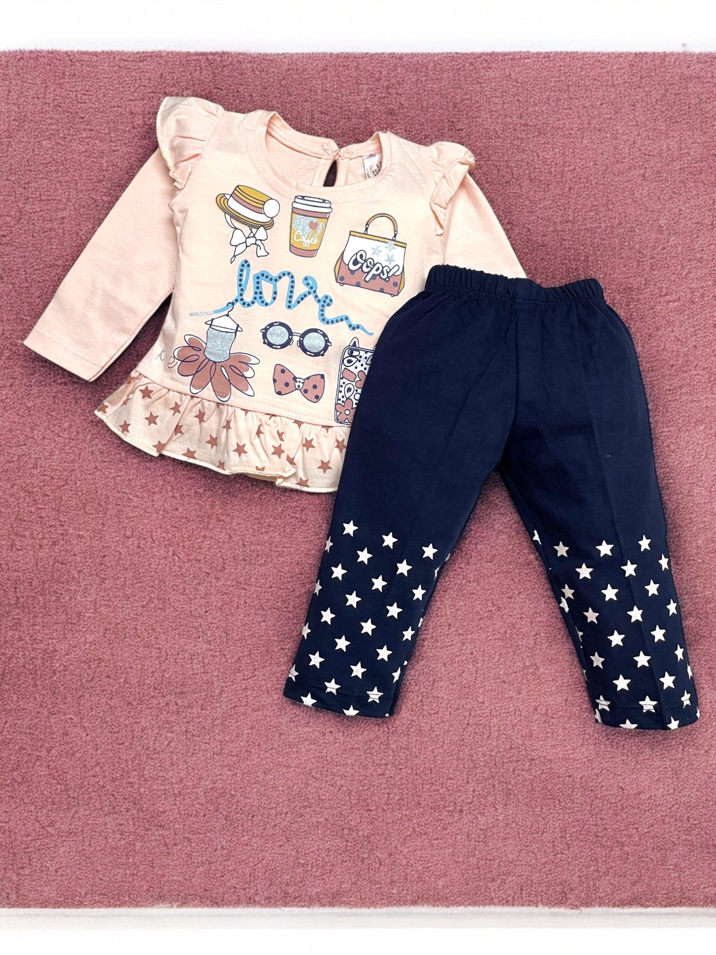 Adorable girls Apparel full sleeve top and pajama Set with Starry Pants
