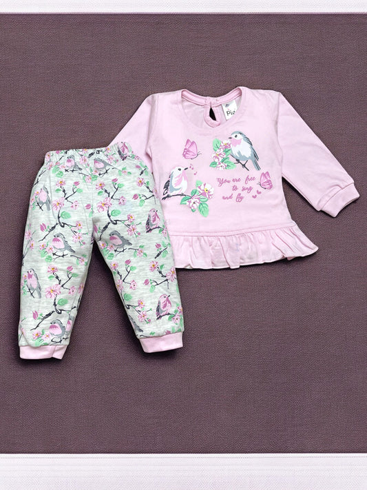 Adorable girls full sleeve top and pajama set